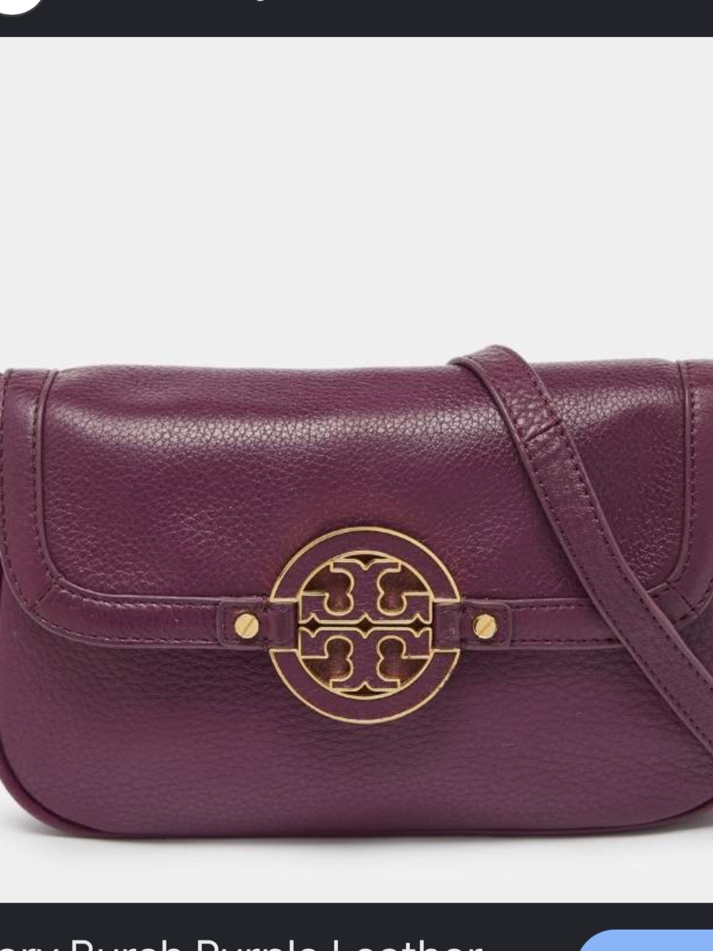 Tory Burch Plum Leather Crossbody with Gold Logo